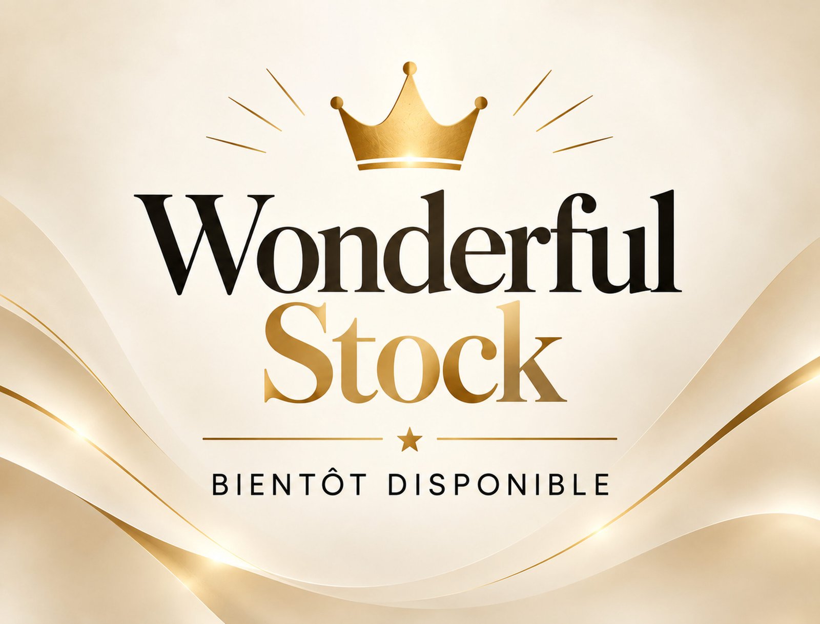 Wonderful Stock, bientôt disponible, avec des éléments dorés et un fond doux.